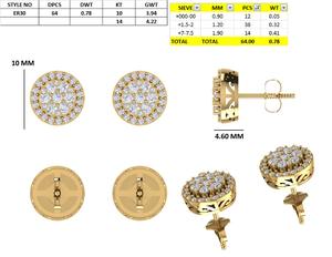 Pendientes de diamantes de 10K cultivados en laboratorio de lujo, corte brillante, chapado en oro de 1 quilate, joyería fina clásica para mujer, proveedor mayorista - Product Image 4