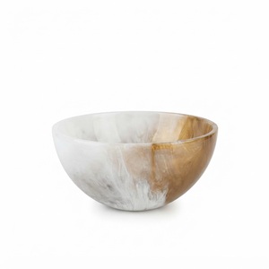 Bol de service en résine époxy couleur personnalisée, écologique, marbré orange, décoratif, pour salade, fruits, dîner, pour hôtel, restaurant - Product Image 3