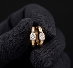 Pendientes de Aro de Lujo con Diamantes Solitarios en Forma de Pera, Chapados en Oro de 18K y 14K, Pendientes de Diamantes en Forma de Lágrima, Regalo Clásico de Aniversario para Mujer - Product Image 1