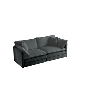 Divano Moderno a Due Posti in Tessuto Ciniglia Grigio, Grande Dimensione con 4 Cuscini, Imbottito Profondo per Soggiorno - Product Image 3