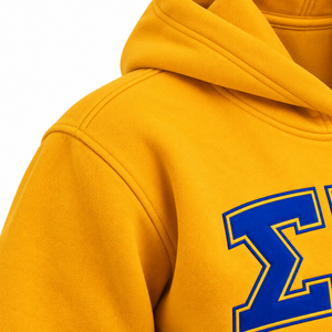 Sudadera con Capucha Amarilla Dorada Sigma Gamma Rho con Letras Azules de Estilo Universitario Griego, Diseño Gráfico Desde 1922, Sudadera de Manga Larga, Ropa de Hermandad - Product Image 6