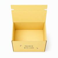 Boîte d'expédition jaune personnalisée avec motif scintillant, boîte à courrier de haute qualité en papier ondulé, boîte cadeau pour petites entreprises