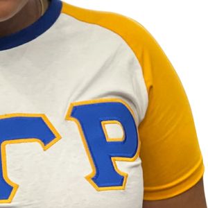 เสื้อเชิ้ตแขนยาวสีขาว Sigma Gamma Rho SGRho สีน้ำเงินทองพรีเมียมลายตัวอักษรกรีกสำหรับผู้หญิงและผู้ชาย - Product Image 3