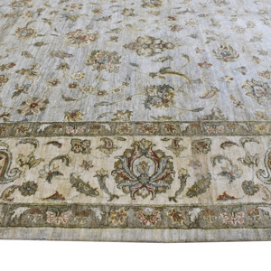 Tapis d'intérieur luxueux à motif floral traditionnel, en laine fine nouée à la main, à poils ras, avec envers en coton, respectueux de l'environnement - Product Image 4