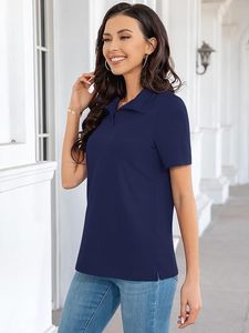 T-shirt de sport décontracté en jersey tricoté respirant à manches courtes de couleur unie pour femme - Product Image 3