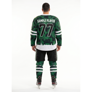 Maillot de hockey sur glace personnalisable 100 % polyester à col en V, motif camouflage, sublimation intégrale, manches longues, uniforme d'équipe pour hommes, vêtements de sport OEM - Product Image 2