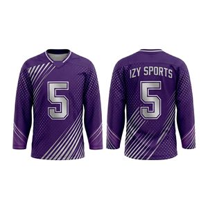 Camiseta de Hockey sobre Hielo con Rayas Diagonales en Morado Oscuro, Malla Transpirable, Uniforme de Entrenamiento, Manga Larga - Product Image 1