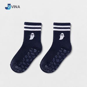 Chaussettes de sport JZVINA personnalisées bleu marine avec broderie fantôme, antidérapantes, pour Pilates, style décontracté automne, pour Halloween - Product Image 3