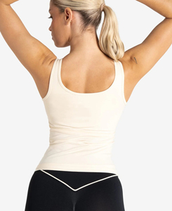 Camiseta de Tirantes Personalizada para Mujer, Talla XL, Color Crema, Cuello Redondo, Tejido de Punto, Transpirable, Estilo Casual, 160 g - Product Image 2