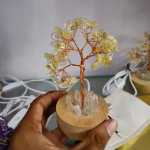 High Quality Gemstone Crystal Carved Shadow Carving <b>Tree</b> with <b>Light</b> Natural Crystal Chips Christmas Gift From Gujarat - Product Image 1