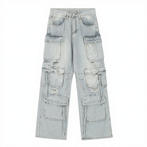 Pantalones Vaqueros Rectos de Pierna Ancha para Hombre, 100% Algodón Tejido, Ecológicos, de Secado Rápido, Ligeros, Personalizables y a la Moda - Product Image 1