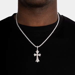 Iced Moissanite Cross Pendant 925 Sterling <b>Silver</b> <b>Charm</b> Necklace Round Brilliant Cut Hip Hop Party Jewelry - Product Image 2