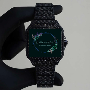 Black VVS Moissanite Diamond Watch Men Iced Out Stainless Steel Mechanical <b>Automatic</b> Luxury Fashion <b>Wristwatch</b> Pass Tester - Product Image 1