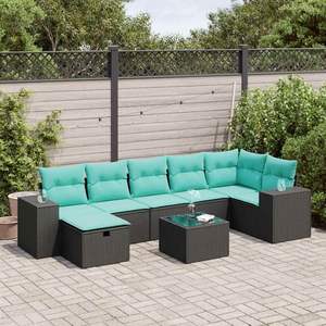 Set Divano da Esterno Moderno in Polyrattan Nero per 8 Persone con Cuscini - Design Contemporaneo - Product Image 3
