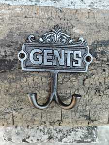 Heavy Duty Rustic Metal Gents Sign <b>Wall</b> Mounted Double Hook Vintage Industrial Style Coat <b>Hanger</b> for Mudroom Office Hotel - Product Image 4