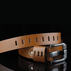 Genuine Leather <b>Belt</b> <b>Men</b> Casual Solid <b>Brown</b> Cow Hide Pin Buckle Silver Rectangular Buckle Durable Style - Product Image 4