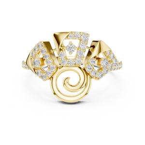 Bague en moissanite à motif géométrique de luxe, argent sterling 925/or jaune rhodié |   Bague de créateur pour femme pour les soirées | - Product Image 1