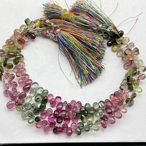 Perles de tourmaline multicolores de haute qualité, forme poire, briolette, 6-7 mm de long, brin de 8 pouces, pierre précieuse naturelle pour bijoux - Product Image 4