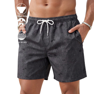 <b>Mens</b> Solid Breathable Beach Gym Shorts Quick Dry Swim <b>Trunks</b> Elastic Waist Drawstring Casual Shorts Side Pocket Back Pocket - Product Image 1