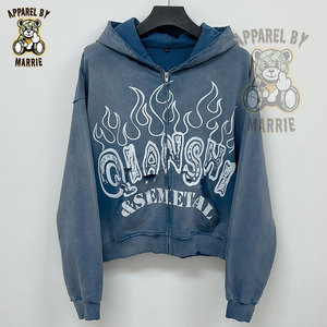 Sudadera con capucha OEM de gran tamaño con cremallera, de alta calidad, para hombre, 100% algodón de rizo, con logo impreso personalizado, estilo streetwear. - Product Image 1