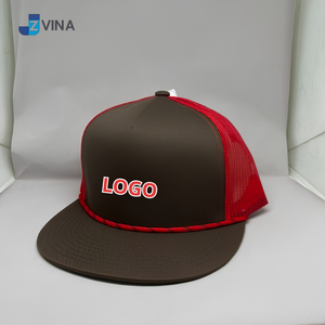 Custom Logo Mesh Trucker <b>Cap</b> Blue Teal Snapback with Rope Adjustable 6-Panel Casual <b>Hat</b> Front Panel Spring Summer - Product Image 2