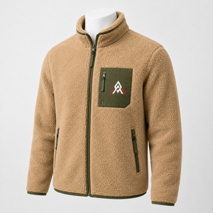 Men Custom Polar Fleece Sherpa <b>Jacket</b> | Stand Collar Berber Shearling Winter <b>Jacket</b> Casual <b>Reversible</b> Design Front Windproof - Product Image 4