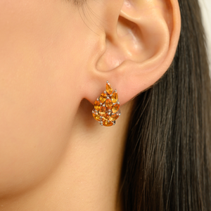 Nouvelles boucles d'oreilles en argent S925 au design exquis en forme de feuille brillante, taille marquise, pierre précieuse citrine 100% authentique, bijoux fins - Product Image 2