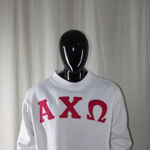 WHITE <b>Mock</b> <b>Neck</b> Sweatshirt 100% PINK Applique Embroidery wide <b>neck</b> Sweatshirt Finer Threads - Product Image 3