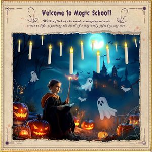 Bougies flottantes Homemory, 12 pièces, sans flamme, magiques, décorations d'Halloween, sorcières, jaune chaud, fonctionnant sur piles - Product Image 2