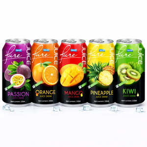 Bebida de Jugo de Frutas Enlatada OEM de 330 ml, Sabor Maracuyá, Naranja, Mango, Piña y Kiwi, Bebida Natural, Fabricante y Proveedor de Marca Privada - Product Image 1
