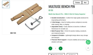 Multiuse <b>Bench</b> Pin with V Slot Clamp Jewelry Making <b>Tool</b> Wooden <b>Bench</b> Support for Goldsmith Hand <b>Tool</b> Work |Item No GS-133 - Product Image 3