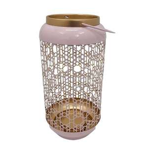 Lanterne en fer forgé faite à la main, de couleur antique et dorée, de forme ronde, lanterne suspendue pour la décoration de la maison, porte-bougie fait à la main - Product Image 4