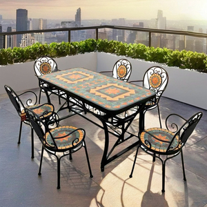 Meubles de patio modernes de haute qualité en gros, table et chaises de salle à manger en <span class=keywords><strong>fer</strong></span> <span class=keywords><strong>forgé</strong></span> pour l'<span class=keywords><strong>extérieur</strong></span> - Product Image 6