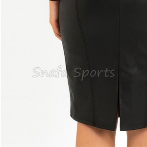 Women's Casual A-Line Genuine Leather <b>Skirt</b> Breathable Side Pocket Knitted Fabric Smooth Finish Autumn <b>Winter</b> Leather <b>Skirt</b> - Product Image 6