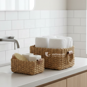 Paniers de rangement rectangulaires en osier avec poignées, écologiques, pour la lessive et l'organisation (vente en gros) - Product Image 5