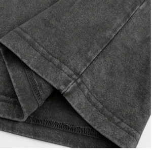 Camiseta Oversize Vintage de Algodón 100% Pesado, Transpirable, de Secado Rápido, con Hombros Caídos, Lavado Ácido, Negra, de Largo Extendido - Product Image 4