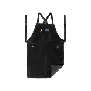 Tablier en jean noir avec bretelles croisées et plusieurs poches pour la cuisine - Product Image 1