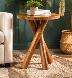Wabi Sabi Round Fiberglass Side Table Minimalist Accent Table Portable End Table Housewarming Tabletop for Living <b>Room</b> - Product Image 1