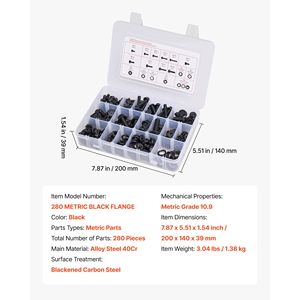 280 Pcs Alloy Steel Furniture Bolts Assortment Kit Metric Machine <b>Screws</b> & <b>Flat</b> Washers Multiple Sizes M6/M8/M10 - Product Image 4