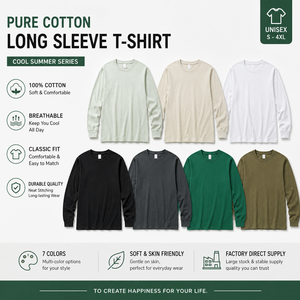 OEM Men 230G Combed Cotton Long Sleeve <b>TShirt</b> Pure Cotton Solid Color Casual Autumn Crew Neck Basic Base Layer Wholesale T Shirt - Product Image 1