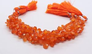AAA Natural Carnelian Faceted Pear Shape Briolette 5x7-6x8MM Carnelian Beads 8 Inch Faceted Carnelian Pear Beads Strands Bulk - Product Image 2