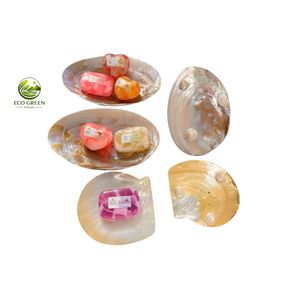 Soporte de Jabón de Concha Natural Sostenible, con Incrustaciones Clásicas de Perlas Doradas, Forma Ovalada, Hecho a Mano, Bandeja de Concha MOP - Product Image 6