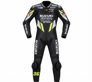 ชุดจั๊มสูทหนังแท้พรีเมียม Suzuki MotoCP Racing 1 ชิ้น/ชุดขับขี่พร้อม Hump Level 2 CE ผลิตตามสั่ง - Product Image 1