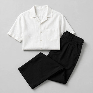 2026 Wholesale Summer Men's Casual <b>Shorts</b> Set Plain Color Solid 100% Cotton Jersey Quick Dry Knitted Customized Logo Twin Set - Product Image 3