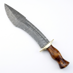 Cuchillo Bowie de Caza de Acero de Damasco Hecho a Mano Personalizado, Mango de Madera, Hoja Recta, 17 Pulgadas de Longitud Total, Grado DIY para Fabricantes de Cuchillos - Product Image 2