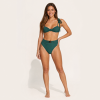 Ceinture à nouer personnalisée OEM ODM en deux parties, vert uni, double sangle, en Spandex/Polyester, avec boucle arrière et forme de nœud pour femme