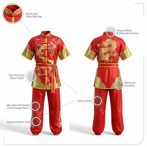 Ensemble d'uniformes d'arts martiaux personnalisés pour adultes et enfants, Kung Fu Wushu Tai Chi, haut à manches courtes sur mesure, uniforme de karaté - Product Image 2