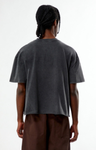 Boxy Regular Fit Dark Gray Short Sleeve T-Shirt Digital Print Street Style <b>Turtleneck</b> Knitted Breathable Acid Wash 100% Cotton - Product Image 6