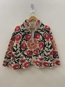 Chaqueta de Algodón con Bordado Floral Bohemio, Cuello Mandarín, Manga Larga, Talla Grande, Ropa Exterior Informal para Mujer, Primavera - Product Image 2