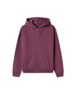 Sweat-shirt à capuche zippé en coton violet pour homme, coupe classique, décontracté, en molleton, couleur unie, pour l'automne et l'hiver - Product Image 1